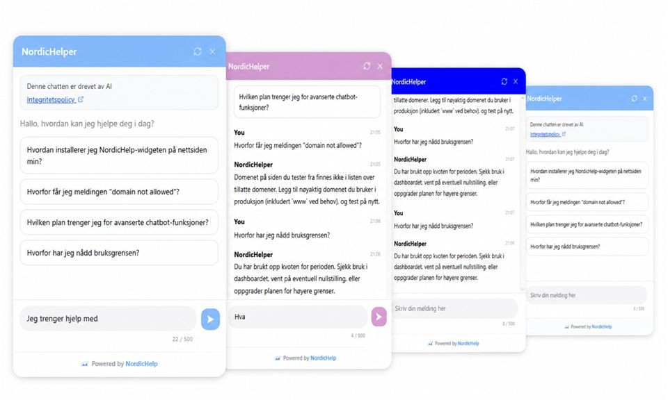 Widget på webbplatsen svarar direkt